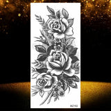 Realistic Black Rose Flower Temporary Tattoos Fake Waterproof Tatoo Body Art Arm Leg Floral Peony Bloosom Tattoo Stickers Makeup