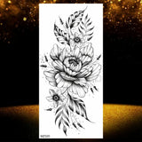 Realistic Black Rose Flower Temporary Tattoos Fake Waterproof Tatoo Body Art Arm Leg Floral Peony Bloosom Tattoo Stickers Makeup