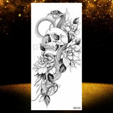 Realistic Black Rose Flower Temporary Tattoos Fake Waterproof Tatoo Body Art Arm Leg Floral Peony Bloosom Tattoo Stickers Makeup