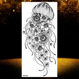 Realistic Black Rose Flower Temporary Tattoos Fake Waterproof Tatoo Body Art Arm Leg Floral Peony Bloosom Tattoo Stickers Makeup