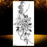 Realistic Black Rose Flower Temporary Tattoos Fake Waterproof Tatoo Body Art Arm Leg Floral Peony Bloosom Tattoo Stickers Makeup