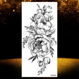 Realistic Black Rose Flower Temporary Tattoos Fake Waterproof Tatoo Body Art Arm Leg Floral Peony Bloosom Tattoo Stickers Makeup
