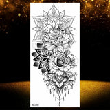 Realistic Black Rose Flower Temporary Tattoos Fake Waterproof Tatoo Body Art Arm Leg Floral Peony Bloosom Tattoo Stickers Makeup