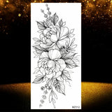 Realistic Black Rose Flower Temporary Tattoos Fake Waterproof Tatoo Body Art Arm Leg Floral Peony Bloosom Tattoo Stickers Makeup