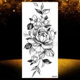 Realistic Black Rose Flower Temporary Tattoos Fake Waterproof Tatoo Body Art Arm Leg Floral Peony Bloosom Tattoo Stickers Makeup