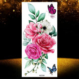 Realistic Black Rose Flower Temporary Tattoos Fake Waterproof Tatoo Body Art Arm Leg Floral Peony Bloosom Tattoo Stickers Makeup