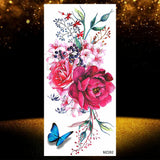 Realistic Black Rose Flower Temporary Tattoos Fake Waterproof Tatoo Body Art Arm Leg Floral Peony Bloosom Tattoo Stickers Makeup