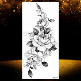 Realistic Black Rose Flower Temporary Tattoos Fake Waterproof Tatoo Body Art Arm Leg Floral Peony Bloosom Tattoo Stickers Makeup