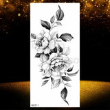 Realistic Black Rose Flower Temporary Tattoos Fake Waterproof Tatoo Body Art Arm Leg Floral Peony Bloosom Tattoo Stickers Makeup