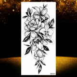 Realistic Black Rose Flower Temporary Tattoos Fake Waterproof Tatoo Body Art Arm Leg Floral Peony Bloosom Tattoo Stickers Makeup