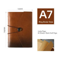Retro PU Leather Journal A6 Binder Travelers Notebook Spiral Mini Notebook A7 Binder Vintage Leather Mini Kraft Blank Note Book