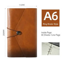 Retro PU Leather Journal A6 Binder Travelers Notebook Spiral Mini Notebook A7 Binder Vintage Leather Mini Kraft Blank Note Book