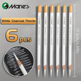 AOOKMIYA Marie's 3/6/12pcs White Charcoal Pencils Set,Sketch Highlight Pencils for Drawing,Sketching,Shading,Blending for Adults,Students