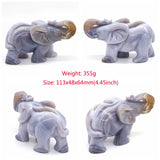 Elephant Statue Natural Gray Agate Geode Crystal Carved Reiki Healing Stone Animal Figurine Handicraft Home Decoration Ornaments