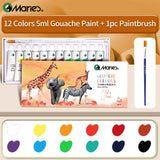 AOOKMIYA Marie's 12/18/24/36 Colors 5ml/Tube Artist Grade Gouache Paint Set with 1pc Paintbrush for Canvas,DIY Projects,Paper,Crafts