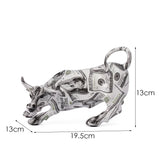 Wall Street Bull Animal Resin Sculpture Crafts Ornaments, Modern Home Living Room TV Cabinet Office Desktop Decoration Gift