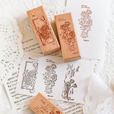 AOOKMIYA Wooden Stamp Ins Literary Retro Line Drawing Lily of The Valley Flower Handbook Diary Diy Printing Decoration Scrapbook Supplies