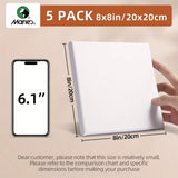 AOOKMIYA Marie's 8x8" Stretched Canvas Blank 5 Pack, Small Size 20 x 20 cm,For Acrylic Pouring Painting,Oil,Perfect for Adults & Hobbyist