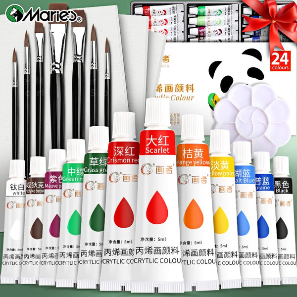 AOOKMIYA 23/29/35 pcs Acrylic Paint Set,Professional 12/18/24 Colors 5ml/Tubes Kit for Paper,Wood,Canvas,Rock,Ceramic,DIY for Adults