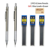 Mechanical Pencil Set 0.3 0.5 0.7 0.9 1.3 2.0mm Full Metal Art Drawing Painting Automatic Pencil Office School Supply Stationery