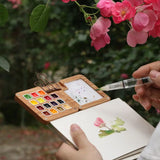 AOOKMIYA Empty Watercolor Palette Ins Wind Watercolor Travel Portable Mini Paint Box Color Matching Magnetic Wooden Box Painting Supplies