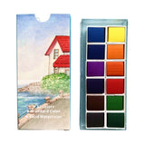 AOOKMIYA Portable 12 Colors Retro Solid Watercolor Set Basic Water Colour Pigment Pearl Sketch Paints for Artists Students Art Supplies AOOKMIYA.COM