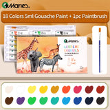 AOOKMIYA Marie's Gouache Paint Set,18 Colors & 1pc Paintbrush for Canvas, Paper, DIY Projects, Painting for Adults(5ml Each Tube)