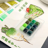 AOOKMIYA 12 Colors White Night Watercolor Paint Packed 0.5/1ML Green Series Artist Grade Plant Painting Portable Travel Art Supplies