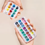 AOOKMIYA 12/24 Colors Portable Mineral Pearlescent Solid Watercolor Pigment Washable Glitter Art Student Painting Nail Art Supplies