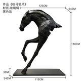 AOOKMIYA Horse head ornament, large floor-to-ceiling sculpture, sales office hall decoration, fiberglass handicraft decoration