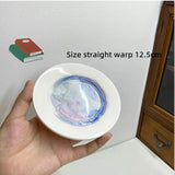 Children's Watercolor Ceramic Palette  Cute Mini Art Oil Paint Tray Nail Technicians Can Hold Palettes in Their Hands