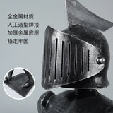 Metal floor knight sculpture. Hotel villa lobby corridor large decoration.
