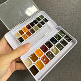 AOOKMIYA 2024 New Schmincke Natural Series Organic Pigments 16 Color Artist Grade Watercolor Packing 0.3/0.5/1ML Portable Art Supplies