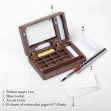 AOOKMIYA Empty Portable Watercolor Palette Set Walnut Magnetic Paint Box Travel Painting Sketching Portable Paint Tray Art Supplies
