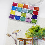 AOOKMIYA 20/24/60/72-Color Metal Watercolor Painting Set, New Portable Box With Sparkling Pearl Solid Watercolor Painting, Art Supplies