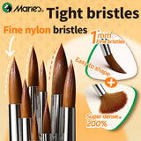 AOOKMIYA Marie's 6pcs Round Nylon Hair Paint Brushes Set,Paintbrushes for Acrylic,Oil,Paint by number,Tempera,Canvas for Students,Adults