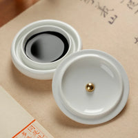 AOOKMIYA Ceramic Palette with Lid Chinese Calligraphy Ink Disk Easy Clean Anti-Drying Moisturizing Paint Artist's Art Supplies