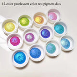 AOOKMIYA Pearl/Chameleon Watercolor Pig Test Points 9/12 Color Trial Sample Painting Calligraphy Nail Art Glitter Watercolor Art Supplies