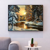 AOOKMIYA 218-378 Painting By Number Winter Landscape Home Decor For Unique Gift
