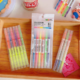 3/6Pcs/Set Double Head Fluorescent Highlighter Pen Markers Pastel Drawing Pen for Student School Office Supplies Cute Stationery