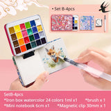 AOOKMIYA Solid Pearlescent Watercolor Paint Set 24 Colors 1ML Chinese Style Glitter Nail Art Watercolor Art Supplies for Artist