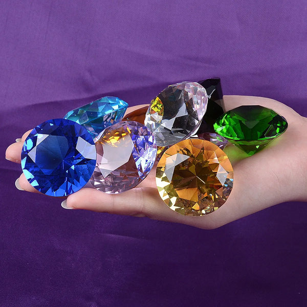 AOOKMIYA 1pcs Crystal Diamond Shaped Paperweight Decorative Cut Glass Giant Gemstone Wedding Christmas Ornament Gifts