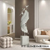 AOOKMIYA ART+ Creative Gifts Home Decor Creative 150CM Flocking Feather Statues Floor Decor Nordic Living Room Large Sculpture Bluetooth Speaker Art Ornament