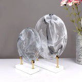 AOOKMIYA Metal Handicraft Geometric Disk Marble Clear Round Cake Glass Craft Decorative Figurines Home Decoration Accessories