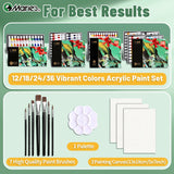 AOOKMIYA Professional Acrylic Paint Set - 23/29/35/47 pcs , 12/18/24/36 Colors 12ml/0.41floz Colors Tubes Kit for DlY,Rock,Wood,Ceramic