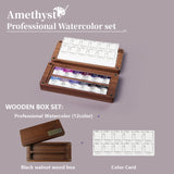 AOOKMIYA SeamiArt 12color Amethyst Professional Solid Watercolor Set Purple Color System with Wooden Painting Box Palette  AOOKMIYA.COM