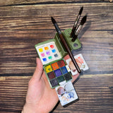 AOOKMIYA Portable Watercolor Palette Matching Bucket Travel Watercolor Box 3d Printed Water Bucket Can Insert Brush Student Art Supplies