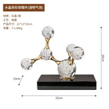 AOOKMIYA Geometric Crystal Molecular Ball Ornament Electroplated Metal Glass Sculpture Display Statue Home Decoration Accessories Crafts