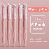 5 Pack Retractable Gel Pens 0.5mm Quick-Drying Black Ink Smooth Writing Ballpoint Pens for School Office and Stationery Supplies