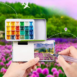 AOOKMIYA Solid Pearlescent Watercolor Paint Set 24 Colors 1ML Chinese Style Glitter Nail Art Watercolor Art Supplies for Artist